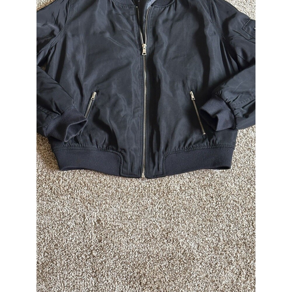 Kendall & Kylie Black Bomber Jacket with Zip Pockets Size M - Picture 16 of 16